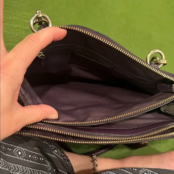 Coach Dark Purple Leather Shoulder Bag